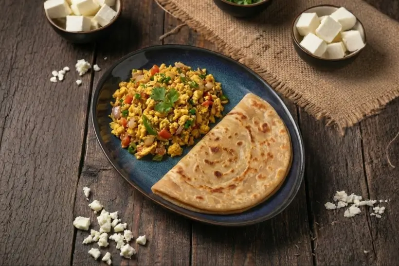 EGG BHURJI WITH FLAKY PARATHA