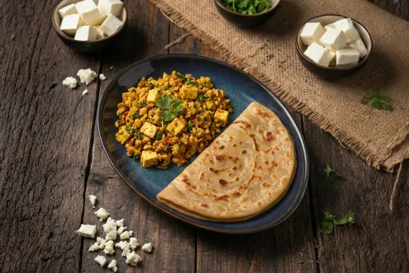 PANEER BHURJI WITH FLAKY PARATHA